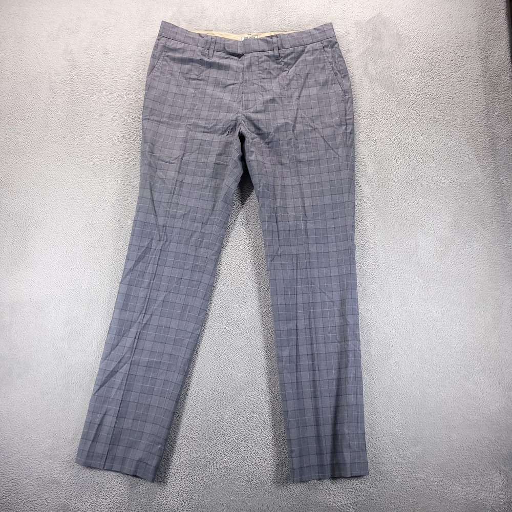 Todd Snyder Pants Mens‎ 36x34 Gray Plaid Slim Fit Cotton Dress Trousers Office